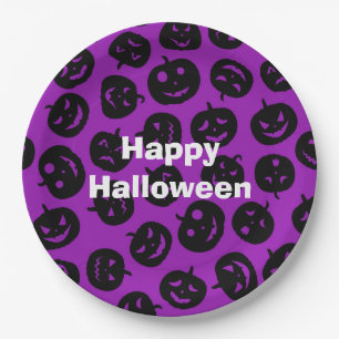Happy Halloween Party Lila Pumpkin Pappteller