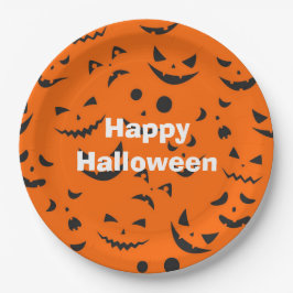 Happy Halloween Party Orange Pumpkin Lächeln Pappteller