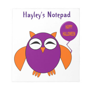 Happy Halloween Party Owl Anpassbare Notepad Notizblock