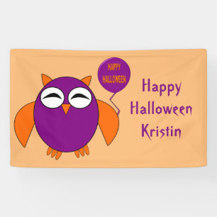 Happy Halloween Party Owl Custom Banner