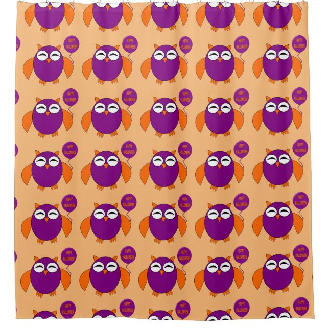 Happy Halloween Party Owl Duschvorhang (Vorderseite)