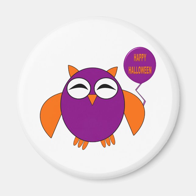 Happy Halloween Party Owl Magnet (Vorne)