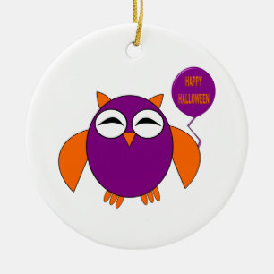 Happy Halloween Party Owl Ornament
