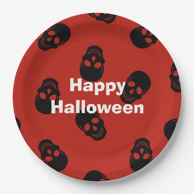 Happy Halloween Party Red Skull Paper Plate Pappteller (Vorderseite)