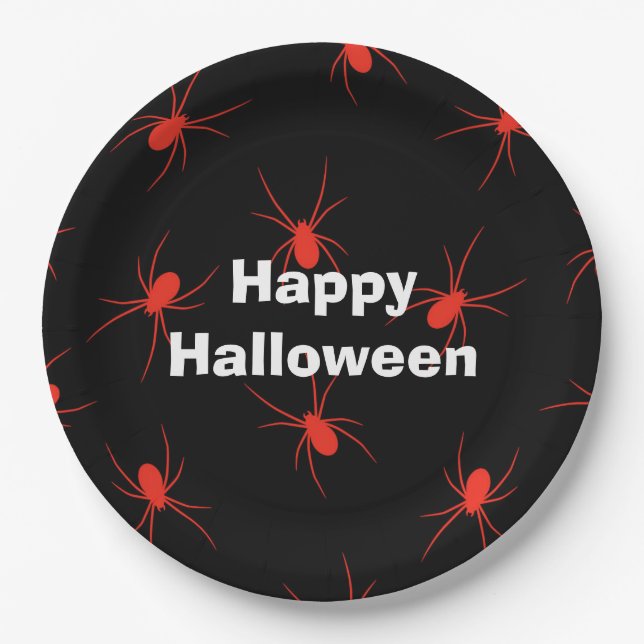 Happy Halloween Party Red Spider Pappteller (Vorderseite)