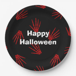 Happy Halloween Party Rote Knochen Pappteller