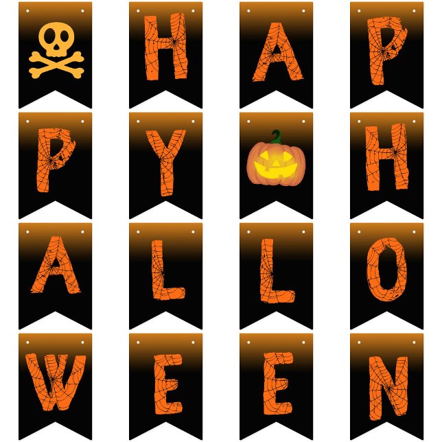 Happy Halloween Party Spinnennetz spooky Typografi Wimpelkette (Von Creator hochgeladen)
