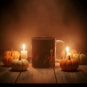 Happy Halloween Peace Skeleton Design Zweifarbige Tasse