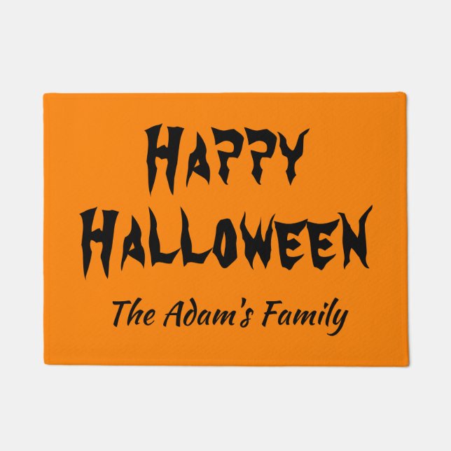 Happy Halloween Personalisiert Orange Fußmatte (Vorderseite)