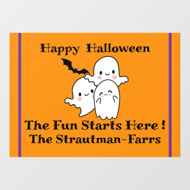 Happy Halloween PERSONALIZE Niedlich Ghost Bat Ora Fensteraufkleber (Blatt)