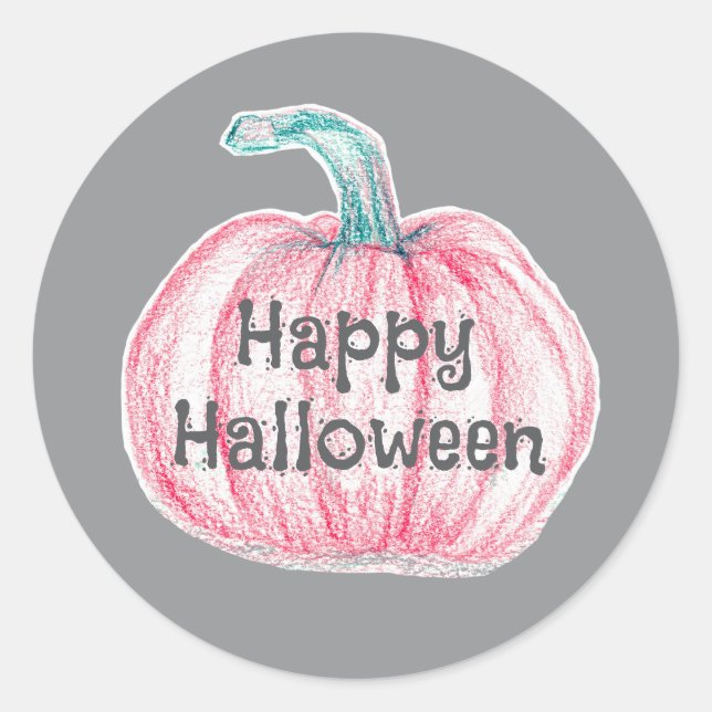 Happy Halloween Pink Pumpkin Pinkoween Runder Aufkleber (Vorderseite)