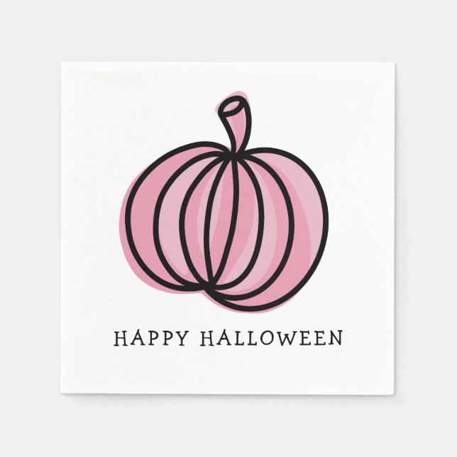 Happy Halloween Pink Pumpkin Serviette (Vorderseite)