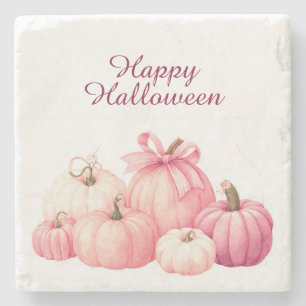 Happy Halloween Pink Pumpkin-Untersetzer Steinuntersetzer