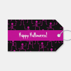 Happy Halloween Pink Tanz Skeleton Muster Geschenkanhänger