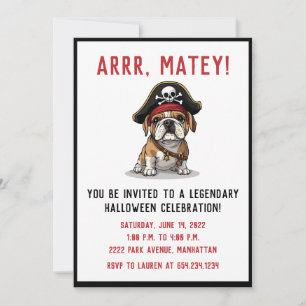 Happy Halloween Pirate English Bulldog Einladung