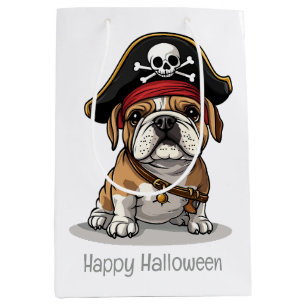 Happy Halloween Pirate English Bulldog Mittlere Geschenktüte