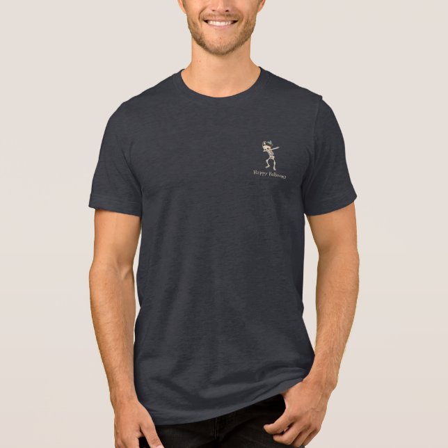 Happy Halloween Pirate Skeleton Novelty Tri-Blend Shirt (Vorderseite)