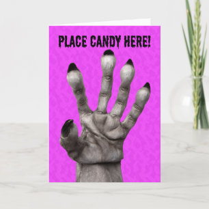 Happy Halloween Place Candy in Monster Hnad Feiertagskarte