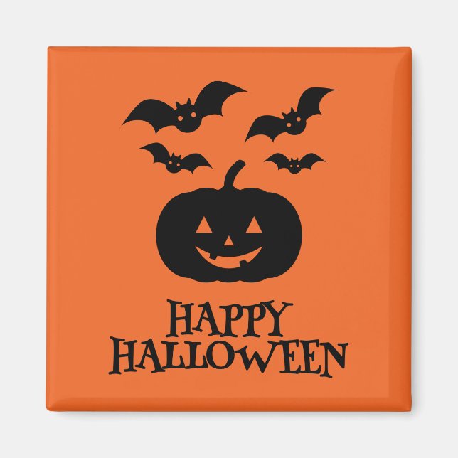 Happy Halloween Pumpkin Bat Minimal Magnet (Vorne)