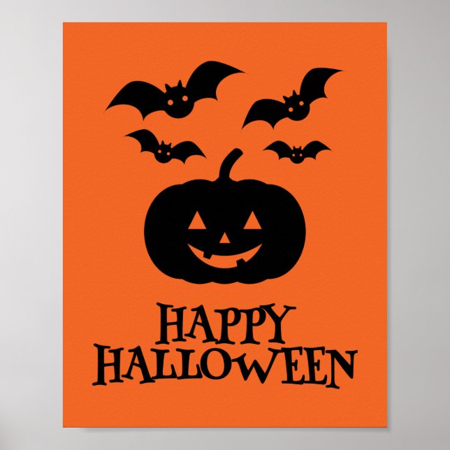 Happy Halloween Pumpkin Bat Minimal Poster (Vorne)