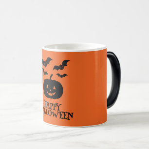 Happy Halloween Pumpkin Bat Minimal Verwandlungstasse