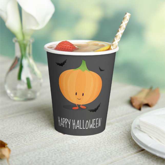 Happy Halloween Pumpkin Bats Pappbecher (In Situ)