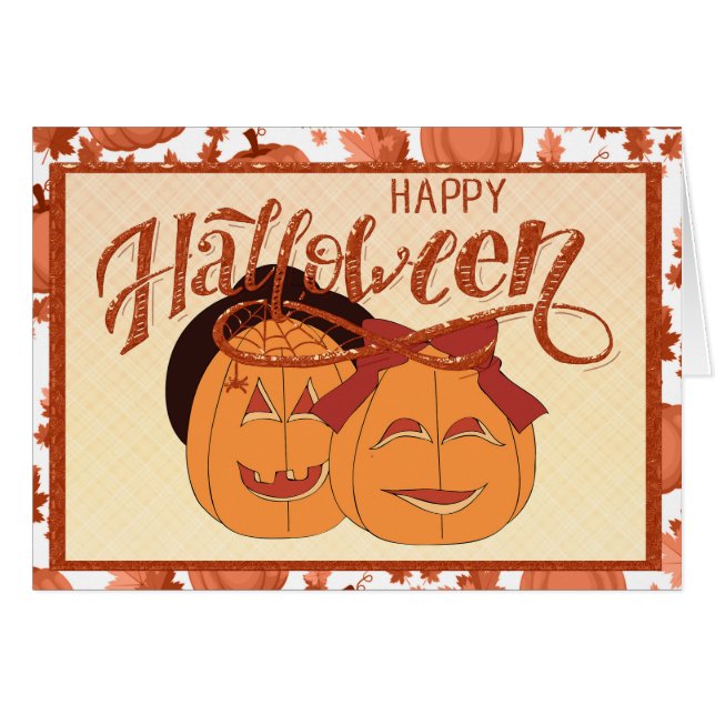 Happy Halloween Pumpkin Couple (Vorderseite (Horizontal))