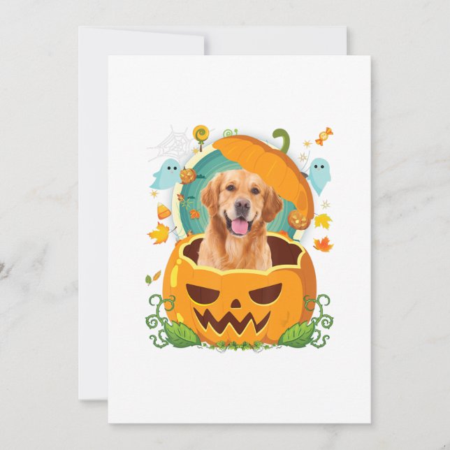 Happy Halloween Pumpkin Golden Retriever Dog Ankündigung (Vorderseite)