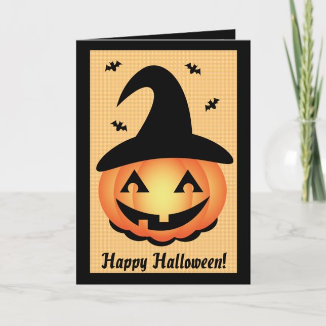Happy Halloween - Pumpkin Hexe Karte (Vorderseite)