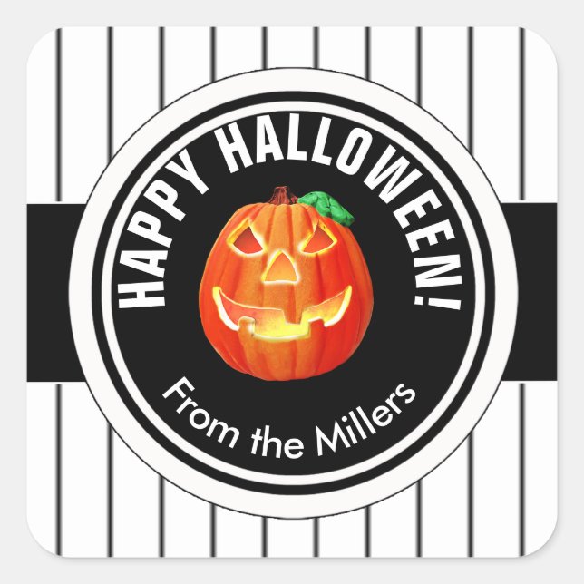 Happy Halloween Pumpkin ID212 Quadratischer Aufkleber (Vorderseite)