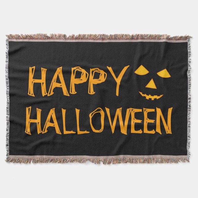 Happy Halloween Pumpkin Jack o Lanterns Halloween Decke (Vorderseite)