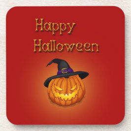 Happy Halloween Pumpkin mit Hut Getränkeuntersetzer