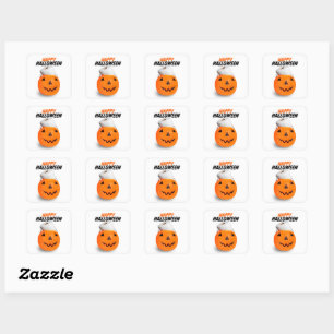 Happy Halloween Pumpkin mit Toilettenpapier Spaß Quadratischer Aufkleber