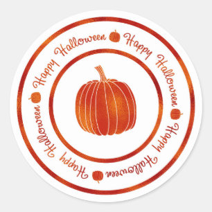 Happy Halloween & Pumpkin Orange Shine Glam Trendy Runder Aufkleber