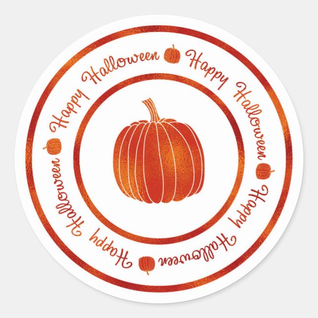 Happy Halloween & Pumpkin Orange Shine Glam Trendy Runder Aufkleber (Vorderseite)