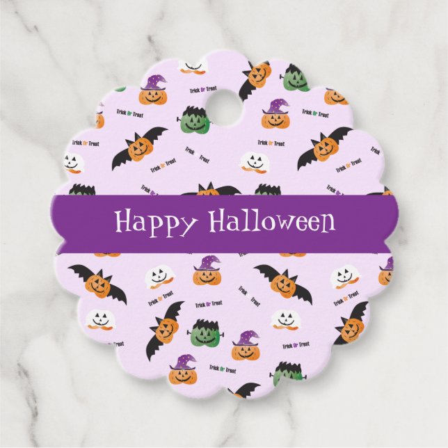 Happy Halloween Pumpkin Pattern bedruckt Geschenkanhänger (Vorderseite)