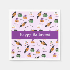 Happy Halloween Pumpkin Pattern Lila Serviette