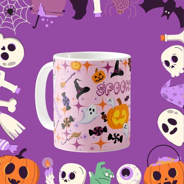 Happy Halloween Pumpkin Pink Festive Tasse (Von Creator hochgeladen)