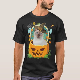 Happy Halloween Pumpkin Tonkinese Katze Hexe Niedl T-Shirt
