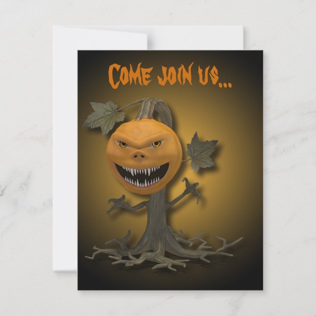 Happy Halloween Pumpkin Tree Einladung (Vorderseite)