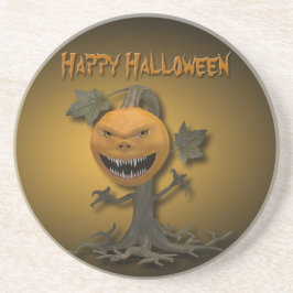 Happy Halloween Pumpkin Tree Sandstein Untersetzer