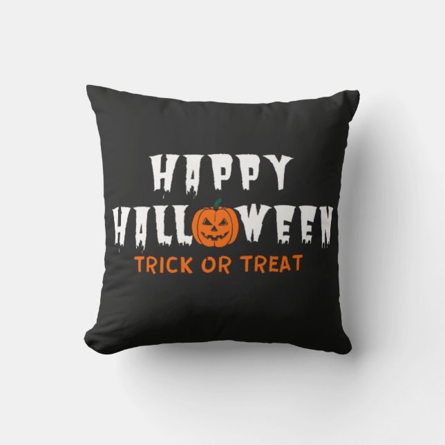 Happy Halloween Pumpkin Trick or Treat Kissen (Vorderseite)