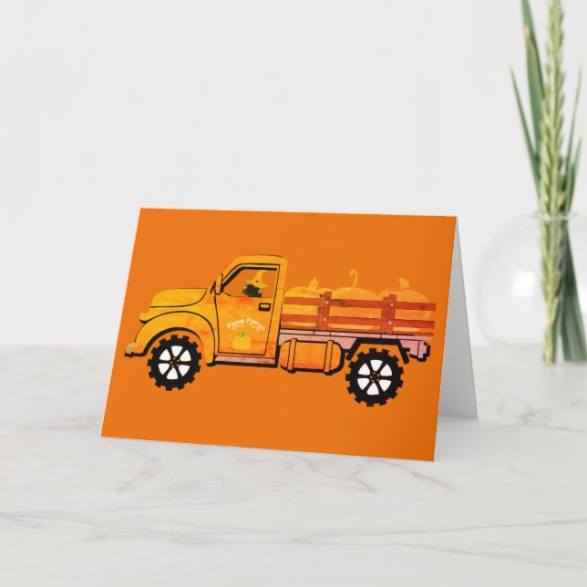 Happy Halloween Pumpkin Truck Karte (Vorderseite)