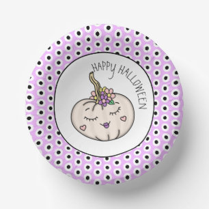 Happy Halloween   Pumpkin und Polka Dots Pappteller