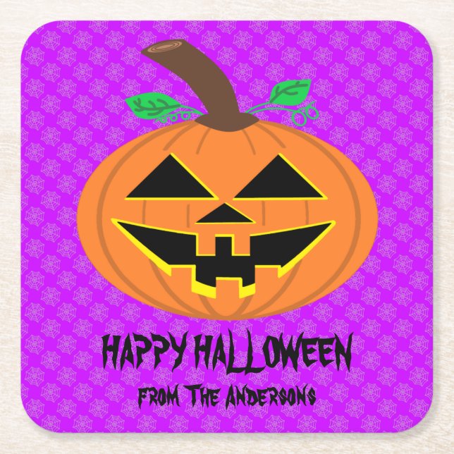 Happy Halloween Pumpkin-Untersetzer Rechteckiger Pappuntersetzer (Vorderseite)