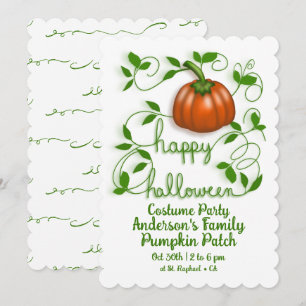 Happy Halloween Pumpkin Vine Costume Party Einladung