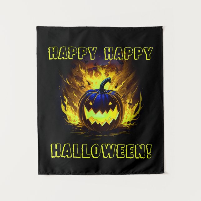 Happy Halloween Pumpkin Wandteppich (Vorderseite)