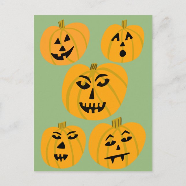 HAPPY HALLOWEEN Pumpkins Jack-O-Lanterns Postkarte (Vorderseite)