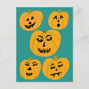 HAPPY HALLOWEEN Pumpkins Jack-O-Lanterns Postkarte