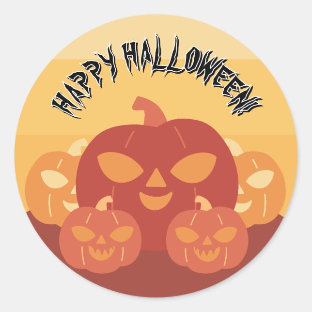 Happy Halloween! Pumpkins Runder Aufkleber (Vorderseite)